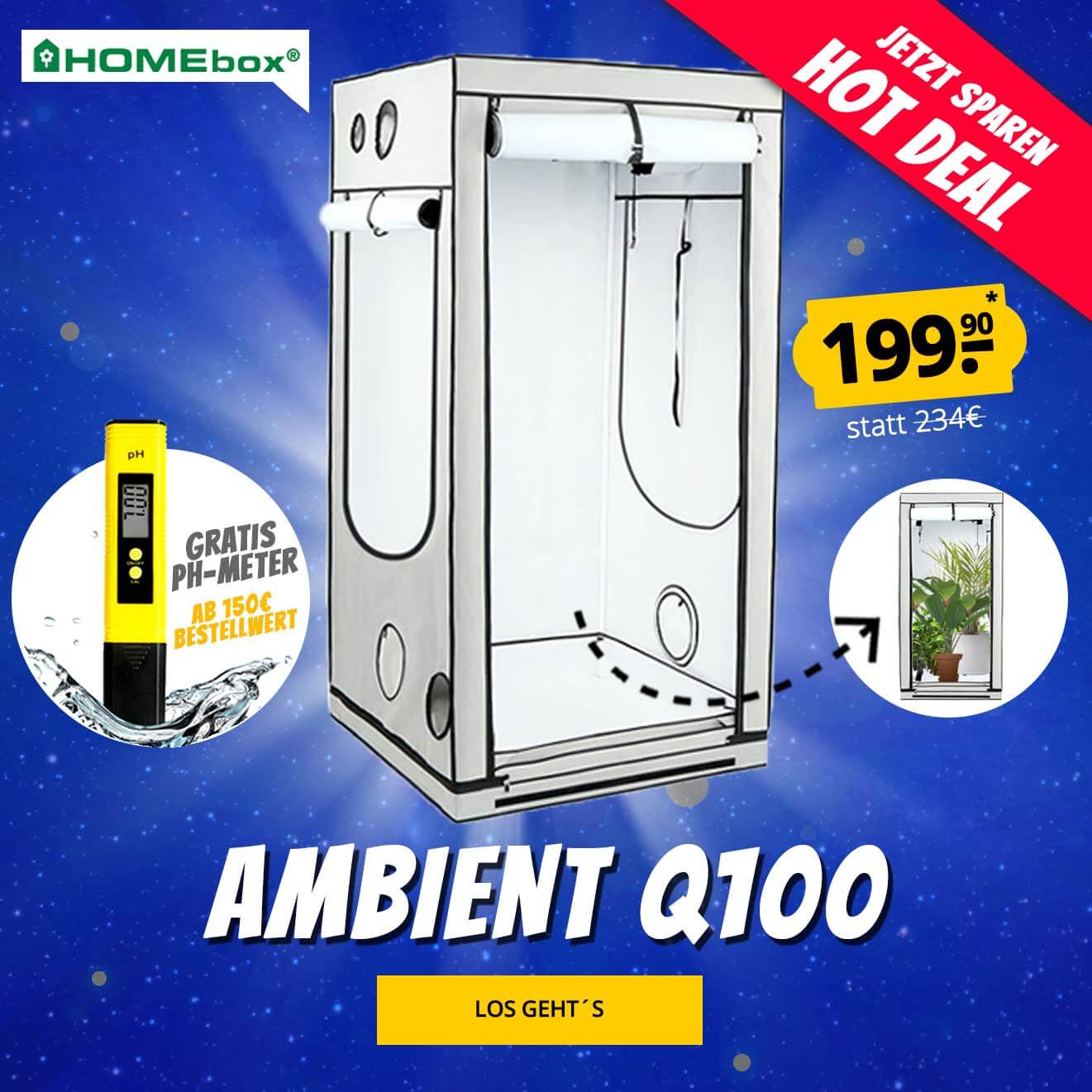 Growversand Slider Growbox Growzelt Homebox Ambient Q100 pH-Meter gratis Hot Deal mobil
